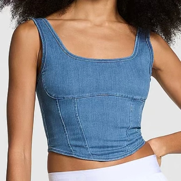 Victoria’s Secret | Pink | Blue Denim-Inspired Corset Top - Picture 3 of 5